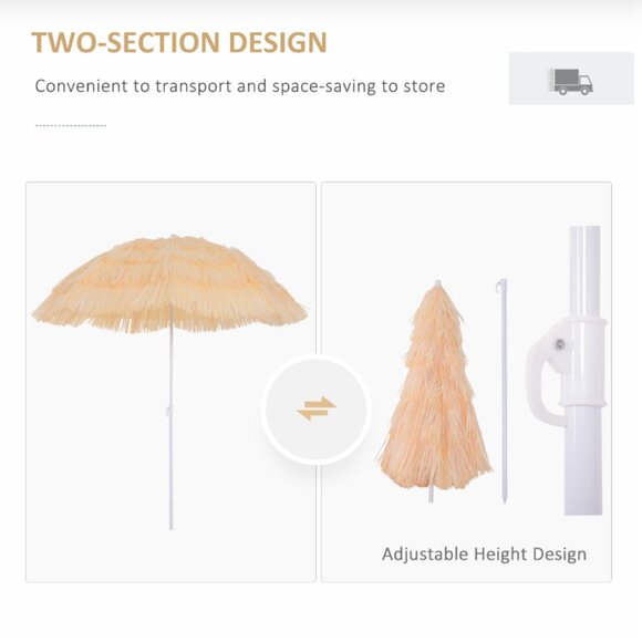 Outsunny | 6FT Beach Umbrella w Tilt | Colour Wheat - Picture 6 of 9